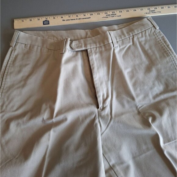 Savane Mens Flat-Front Dress Pants Beige Classic Fit 38W 27L Preppy Corpcore - Picture 5 of 8